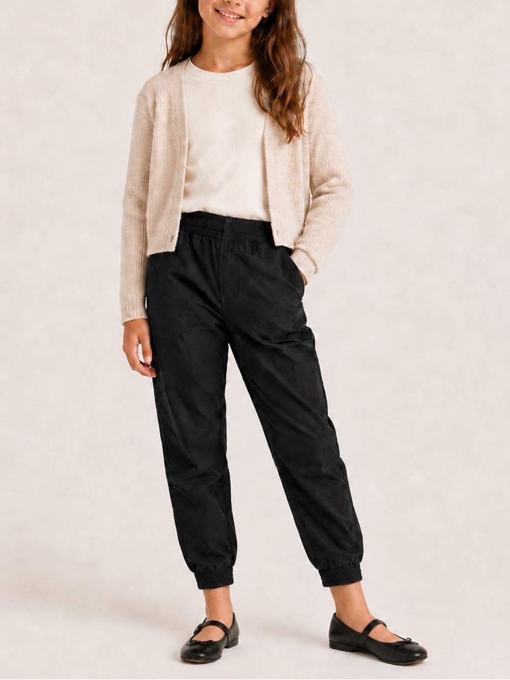 Old Navy Girls Black Jogger Pants Size Large 10-12 Pull On Elastic Waist